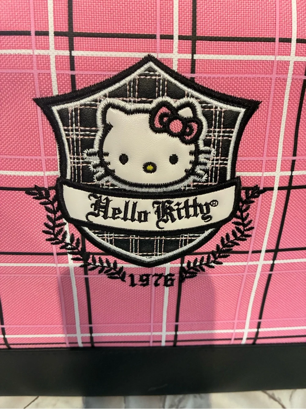 RARE Hello Kitty by Sanrio Pink Plaid Dome Pet Carrier “1976” Embroidery